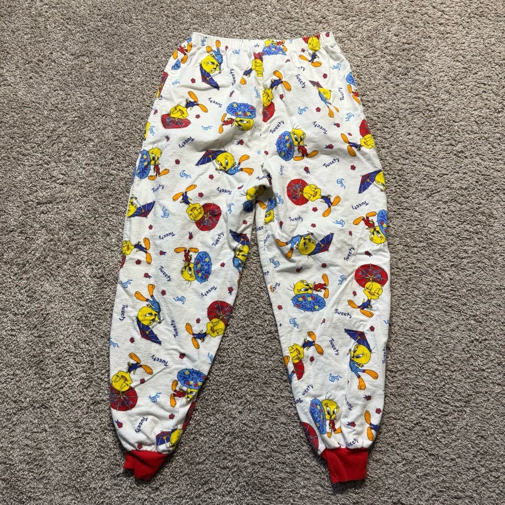 Vintage tweety bird pajama set women medium 90s bold fleece - Picture 10 of 10